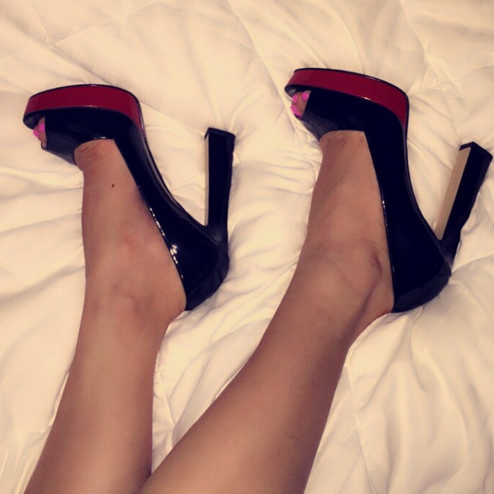 Zara Peep Toe Heels with red platform